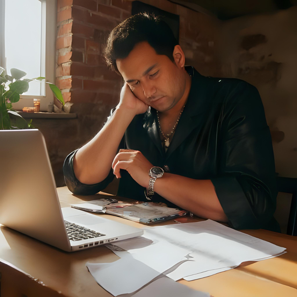 Man in opleiding die eigen notities leest