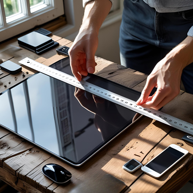 Opmeten van een computerscherm met meetlat